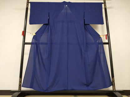 平和屋着物＊夏物 色無地 絽 留紺色 正絹 逸品 AABE2673jd