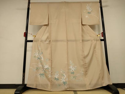 平和屋着物＊夏物 訪問着 絽 草花文 銀彩 正絹 逸品 AABE2676jd