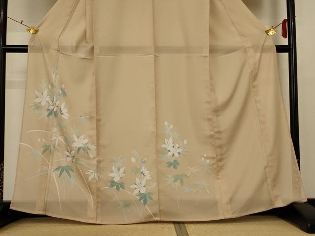 平和屋着物＊夏物 訪問着 絽 草花文 銀彩 正絹 逸品 AABE2676jd