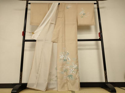 平和屋着物＊夏物 訪問着 絽 草花文 銀彩 正絹 逸品 AABE2676jd