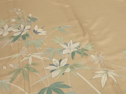 平和屋着物＊夏物 訪問着 絽 草花文 銀彩 正絹 逸品 AABE2676jd