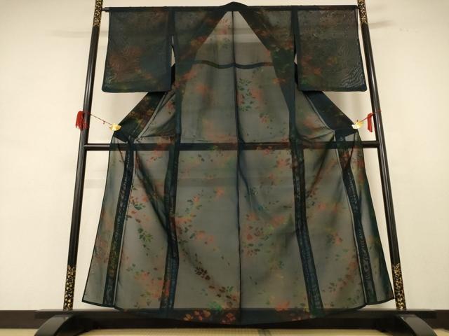 平和屋着物＊夏物　小紋　紗　草花文　正絹　逸品　未使用　AABE2677jd
