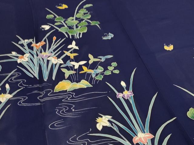 平和屋着物＊夏物 訪問着 絽 流水花鳥文 銀彩 正絹 逸品 AABE2678jd