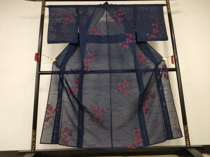 平和屋着物＊夏物 小紋 紗 草花文 正絹 逸品 AABE2679jd