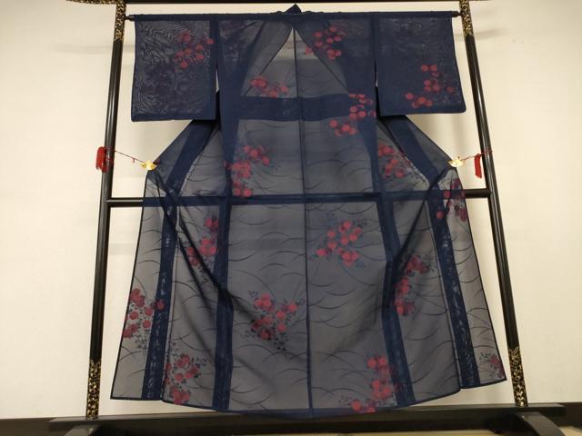 平和屋着物＊夏物 小紋 紗 草花文 正絹 逸品 AABE2679jd