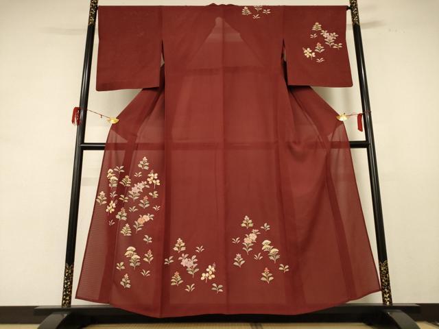 平和屋着物＊夏物 訪問着 絽 草花文 正絹 逸品 AABE2681jd