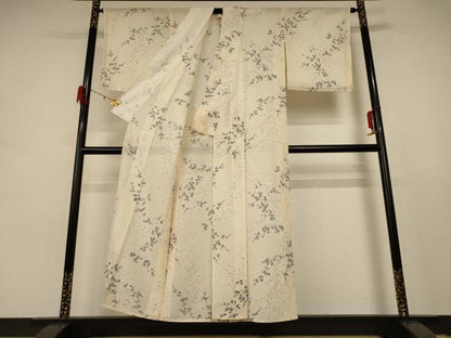 平和屋着物＊夏物 小紋 絽 枝花文 正絹 逸品 AABE2682jd