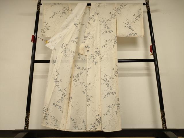 平和屋着物＊夏物 小紋 絽 枝花文 正絹 逸品 AABE2682jd