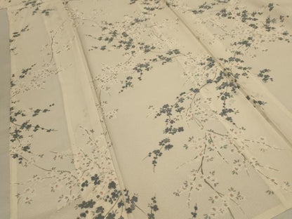 平和屋着物＊夏物 小紋 絽 枝花文 正絹 逸品 AABE2682jd