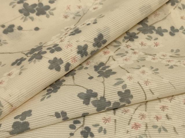 平和屋着物＊夏物 小紋 絽 枝花文 正絹 逸品 AABE2682jd