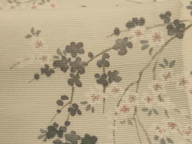 平和屋着物＊夏物 小紋 絽 枝花文 正絹 逸品 AABE2682jd