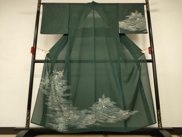 平和屋着物＊夏物 訪問着 絽 立波風景文 洗える着物 AABE2684jd
