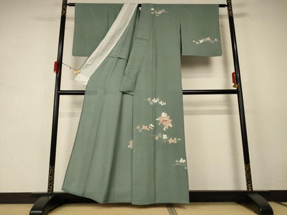 平和屋着物＊夏物 訪問着 縦絽 童子 正絹 逸品 AABE2691jd