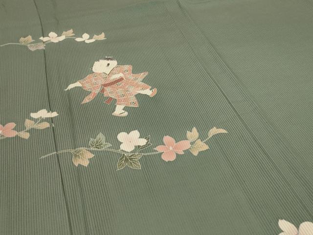 平和屋着物＊夏物 訪問着 縦絽 童子 正絹 逸品 AABE2691jd