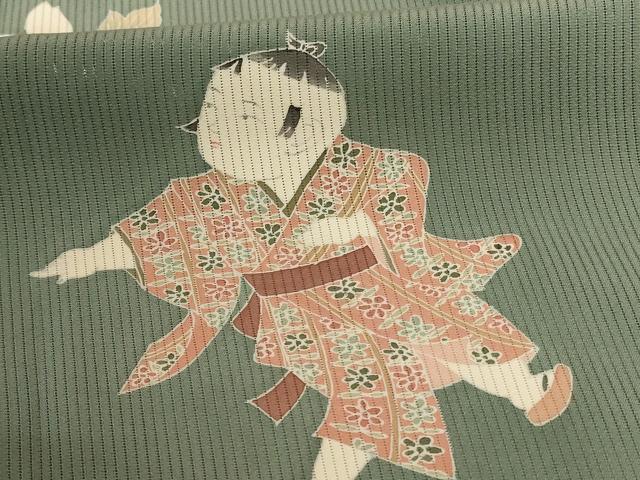 平和屋着物＊夏物 訪問着 縦絽 童子 正絹 逸品 AABE2691jd