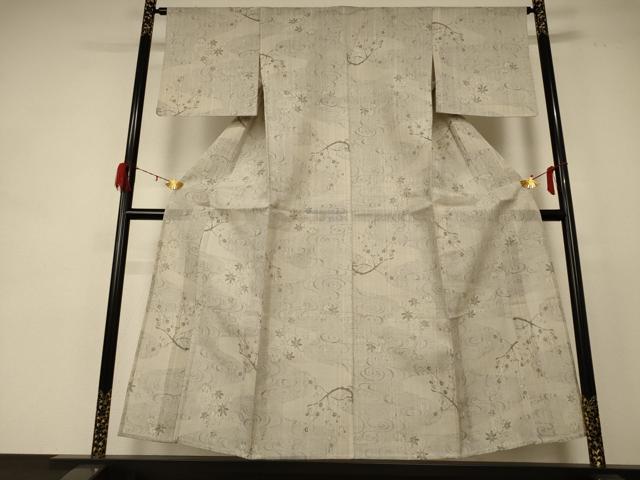 平和屋着物＊夏物 紗紬 流水枝花文 正絹 逸品 AABE2693jd