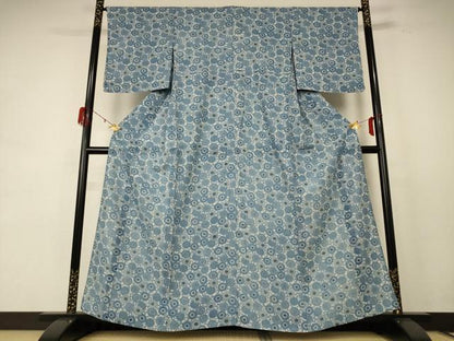 平和屋着物＊夏物 小紋 絽 型染め 花尽くし 正絹 逸品 AABE2694jd