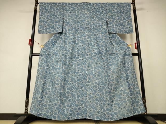 平和屋着物＊夏物 小紋 絽 型染め 花尽くし 正絹 逸品 AABE2694jd