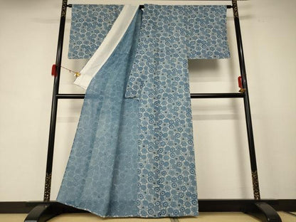 平和屋着物＊夏物 小紋 絽 型染め 花尽くし 正絹 逸品 AABE2694jd