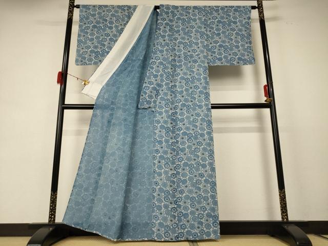 平和屋着物＊夏物 小紋 絽 型染め 花尽くし 正絹 逸品 AABE2694jd
