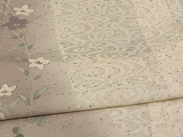 平和屋着物＊夏物 訪問着 絽 流水草花文 暈し染め 銀彩 正絹 逸品 AABE2696jd