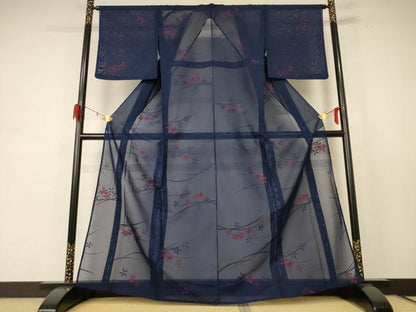 平和屋着物＊夏物 小紋 紗 芝花文 正絹 逸品 未使用 AABE2697jd
