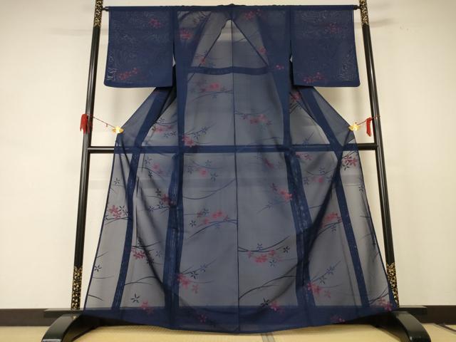 平和屋着物＊夏物 小紋 紗 芝花文 正絹 逸品 未使用 AABE2697jd
