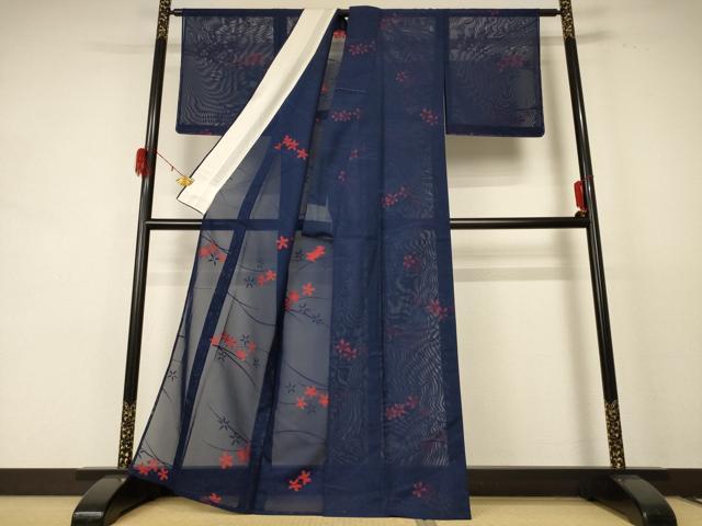 平和屋着物＊夏物 小紋 紗 芝花文 正絹 逸品 未使用 AABE2697jd