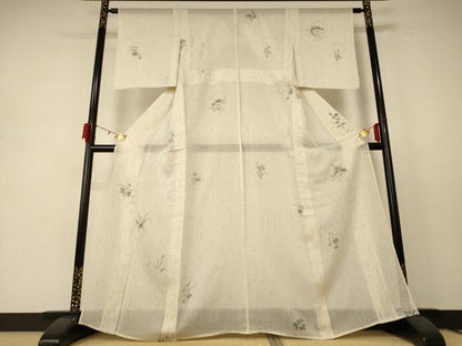 平和屋着物＊夏物 小紋 ぜんまい紬 草花丸文 木村芳次作 大丸扱い 反端付き 正絹 逸品 AABE2704jd