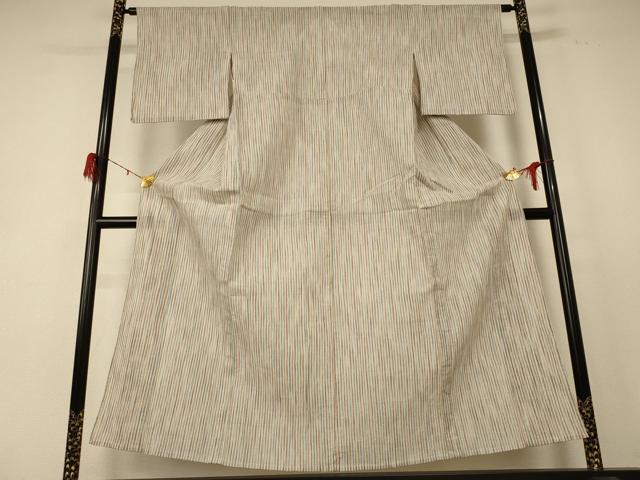 平和屋着物＊夏物　小紋　紗　縮織り　縞　正絹　逸品　AABE2706jd