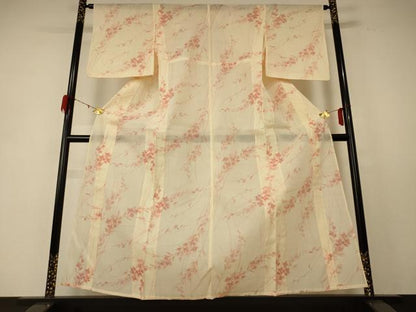 平和屋着物＊夏物 小紋 紗 草花文 正絹 逸品 AABE2707jd