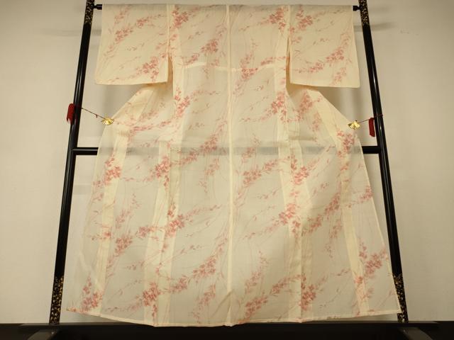 平和屋着物＊夏物 小紋 紗 草花文 正絹 逸品 AABE2707jd