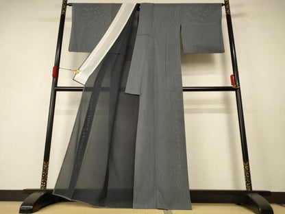 平和屋着物＊夏物 小紋 絽 縞 正絹 逸品 AABE2713jd