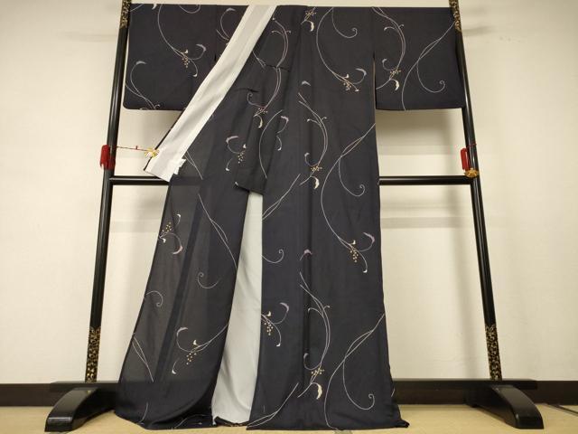 平和屋着物＊夏物 小紋 紗 枝葉文 やまと誂製 ロング丈 洗える着物 AABE2714jd