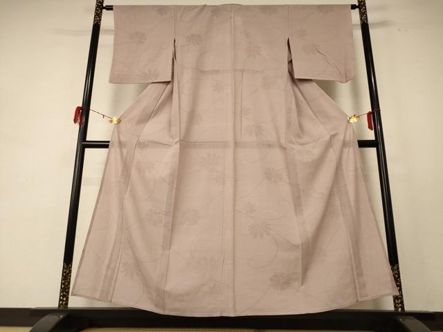 平和屋着物＊夏物 色無地 絽 花唐草 白茶色 正絹 逸品 AABE2716jd