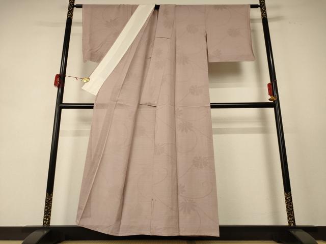 平和屋着物＊夏物 色無地 絽 花唐草 白茶色 正絹 逸品 AABE2716jd