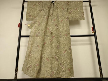 平和屋着物＊夏物 本場小千谷ちぢみ 幾何学文様 麻 逸品 AABE2720jd