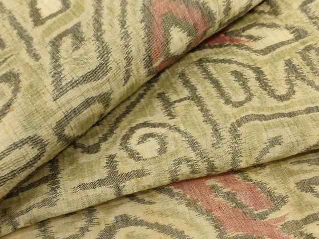平和屋着物＊夏物 本場小千谷ちぢみ 幾何学文様 麻 逸品 AABE2720jd