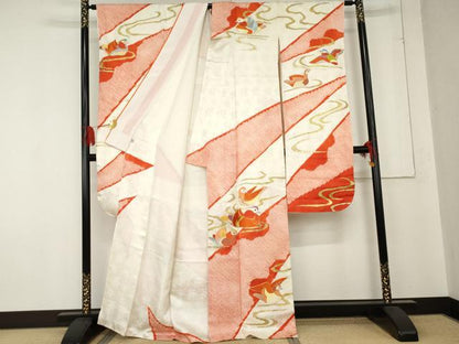 平和屋着物●豪華振袖 絞り 駒刺繍 鴛鴦 金銀彩 松坂屋扱い 正絹 逸品 AABE2724cs