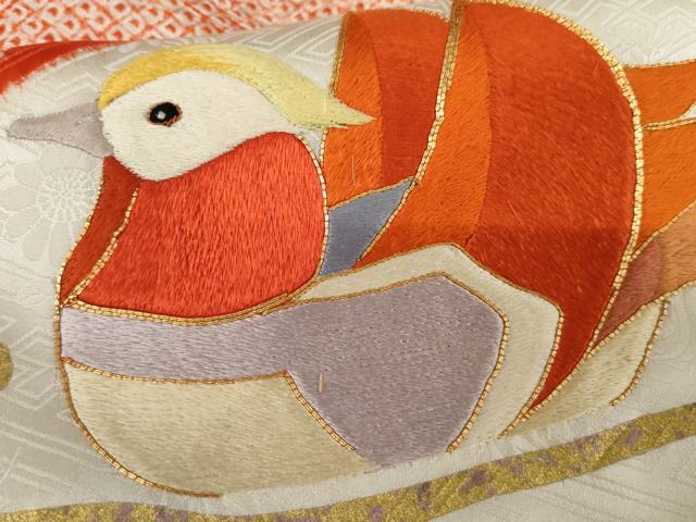 平和屋着物●豪華振袖 絞り 駒刺繍 鴛鴦 金銀彩 松坂屋扱い 正絹 逸品 AABE2724cs