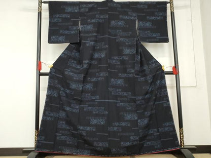 平和屋着物●お召　色紙草花文　正絹　逸品　未使用　AABE2736cs