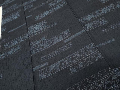 平和屋着物●お召　色紙草花文　正絹　逸品　未使用　AABE2736cs