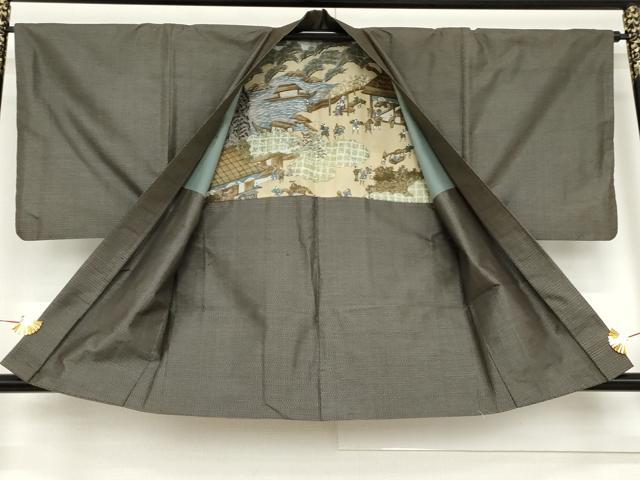 平和屋着物●男性 本場村山大島紬 アンサンブル 80亀甲 総詰め 正絹 逸品 AABE2738cs