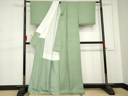 平和屋着物●上質な色無地　薄青色　正絹　逸品　AABE2744cs