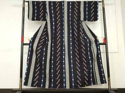 平和屋着物●久留米絣　綿　間道　胴抜き仕立て　逸品　AABE2745cs