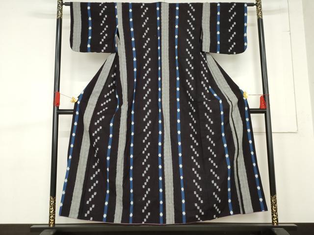 平和屋着物●久留米絣　綿　間道　胴抜き仕立て　逸品　AABE2745cs