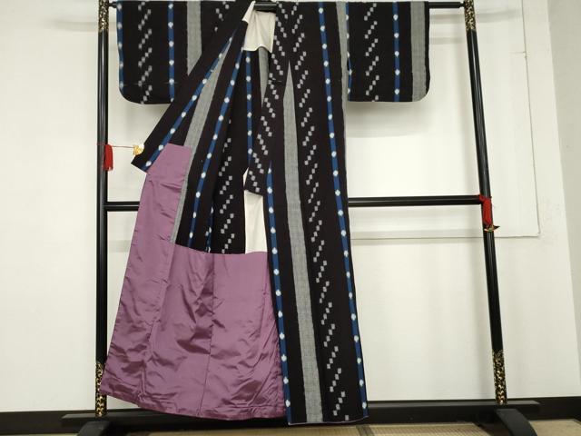 平和屋着物●久留米絣　綿　間道　胴抜き仕立て　逸品　AABE2745cs
