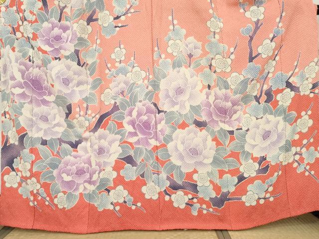 平和屋着物●名門　藤娘きぬたや・総絞り　振袖　枝花文　上代53万　仮絵羽　逸品　未使用　AABE2755cs