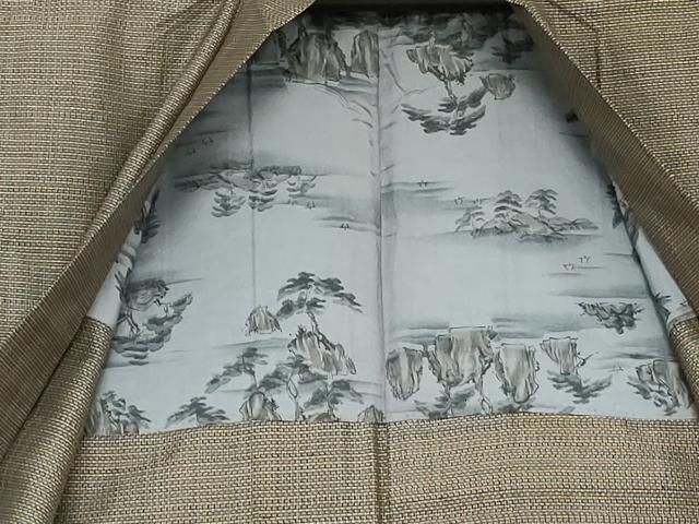 平和屋着物●男性　紬　アンサンブル　横段文　正絹　逸品　AABE2760cs