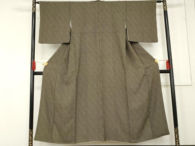平和屋着物▼上質な小紋　小花柄　黒地　正絹　逸品　AABE2764cs